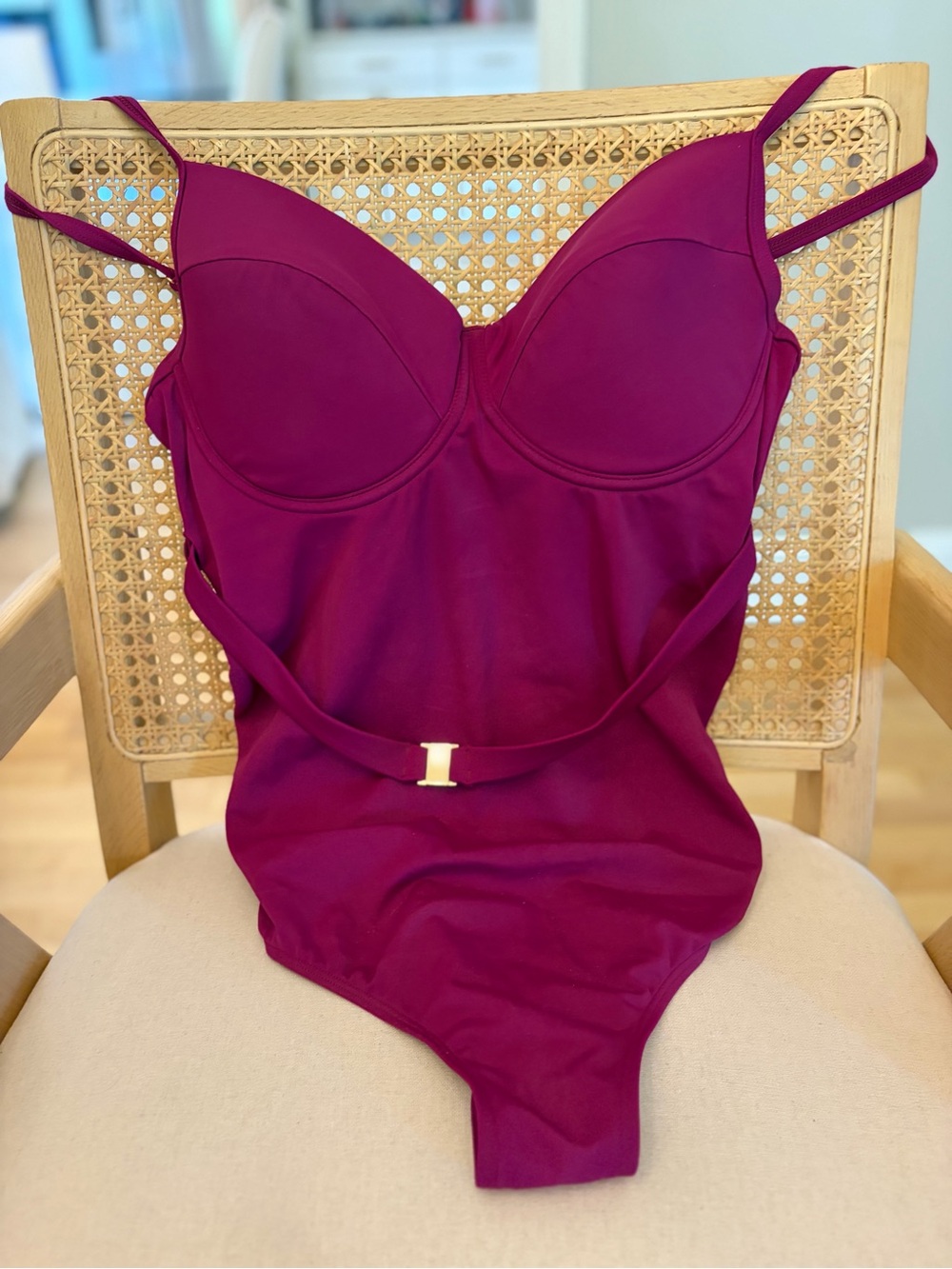 Seraphine Maternity Magenta One piece swimsuit with belt - large